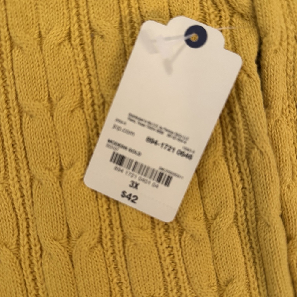 St. Johns‎ Bay Cable Knit Sweater Womens 3X Yellow Cotton Blend Long Sleeve NEW - Picture 5 of 9